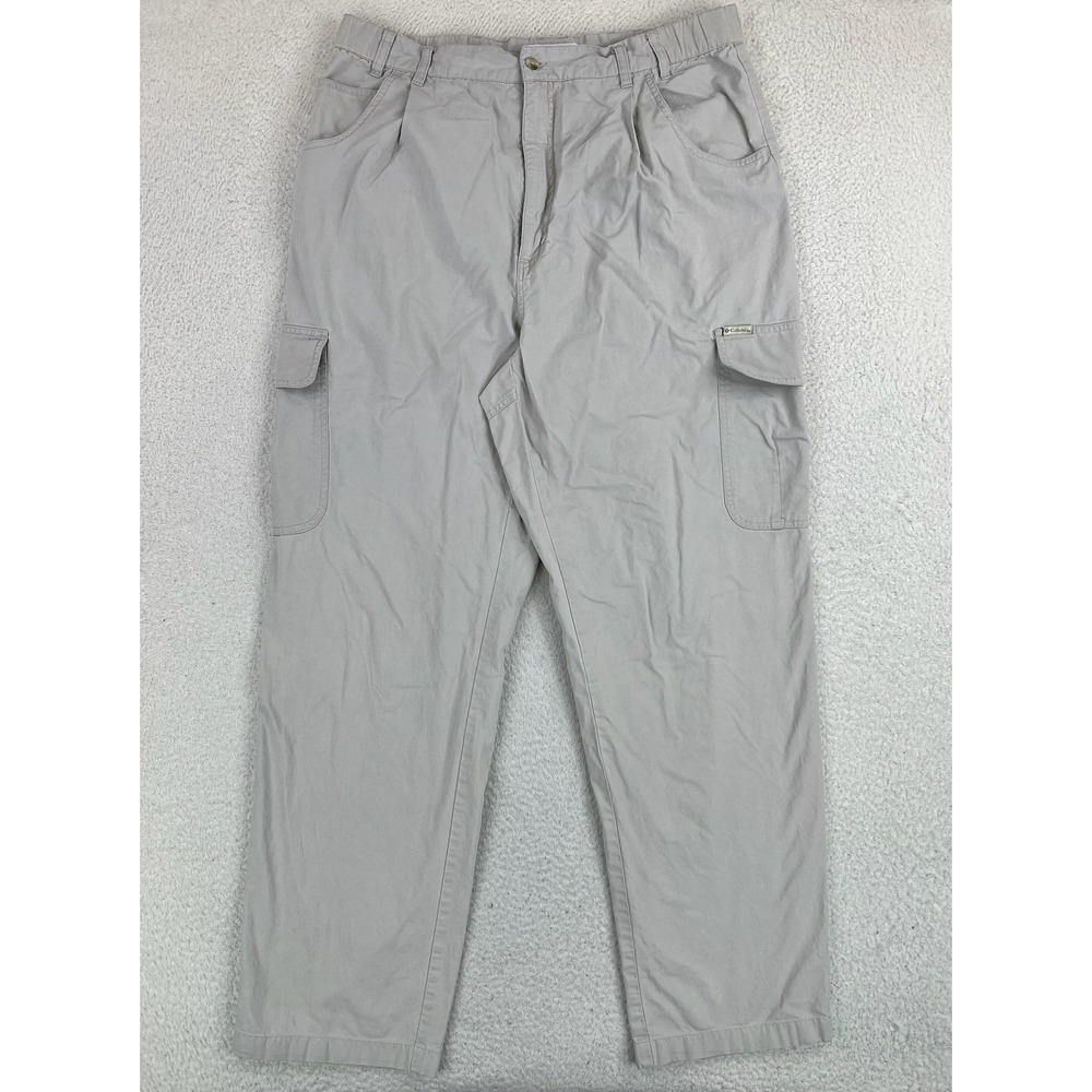 Columbia Pants Mens 34x32 Gray Relaxed Fit Cargo Elastic Waist Outdoor Hiking
